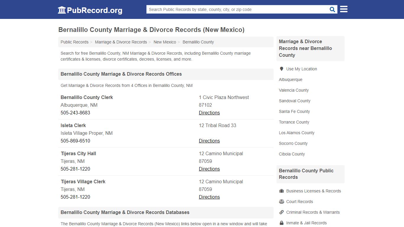 Bernalillo County Marriage & Divorce Records (New Mexico)